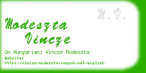 modeszta vincze business card